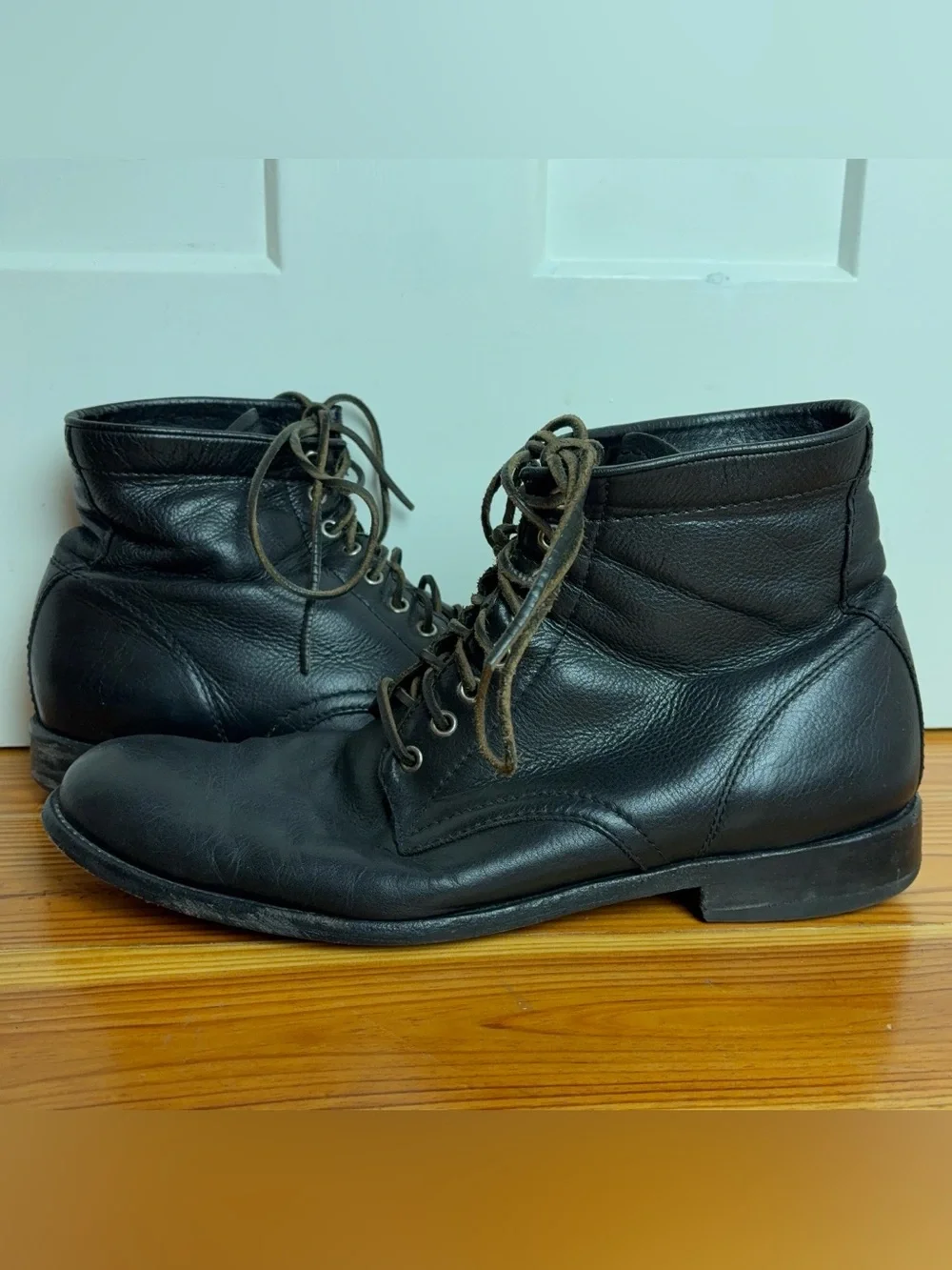 Frye Tyler Black Leather Lace Up Combat Boots Size 13 D